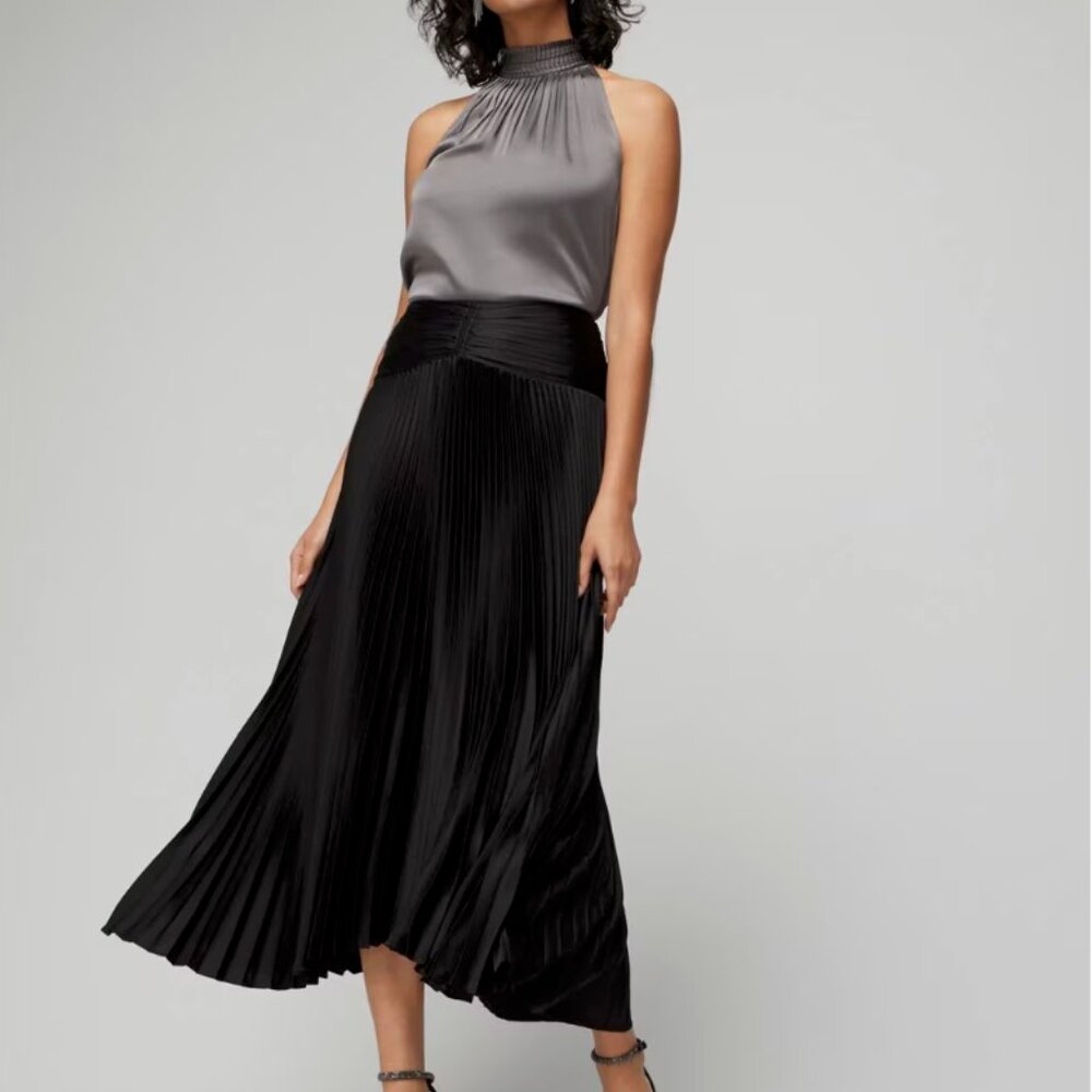 NWT - White House Black Market - Black Pleated Skirt - Size 14